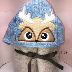Embroidered deer hooded towel